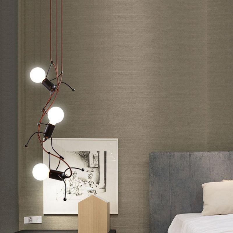 3/6 Bulbs Human Shape Chandelier Light Industrial Black Metal - Rebooters