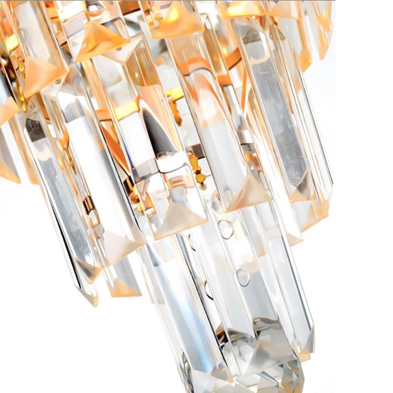 3/7 Lights Dining Room Ceiling Lamp with Layered Crystal Shade Modern Gold Chandelier Light 18 Inch Wide - Rebooters