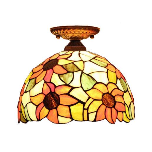 Bedroom Ceiling Light Tiffany 2-Light Sunflower Semi Flush Mount - Rebooters