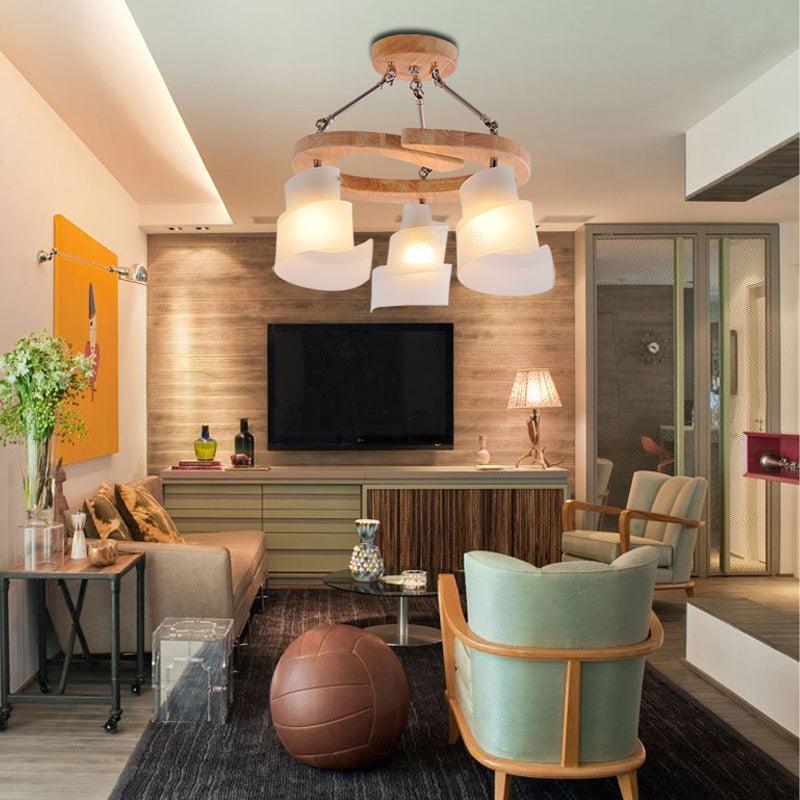 3/5 Bulbs Spiral Chandelier Nordic Frosted Glass Pendant Light - Rebooters