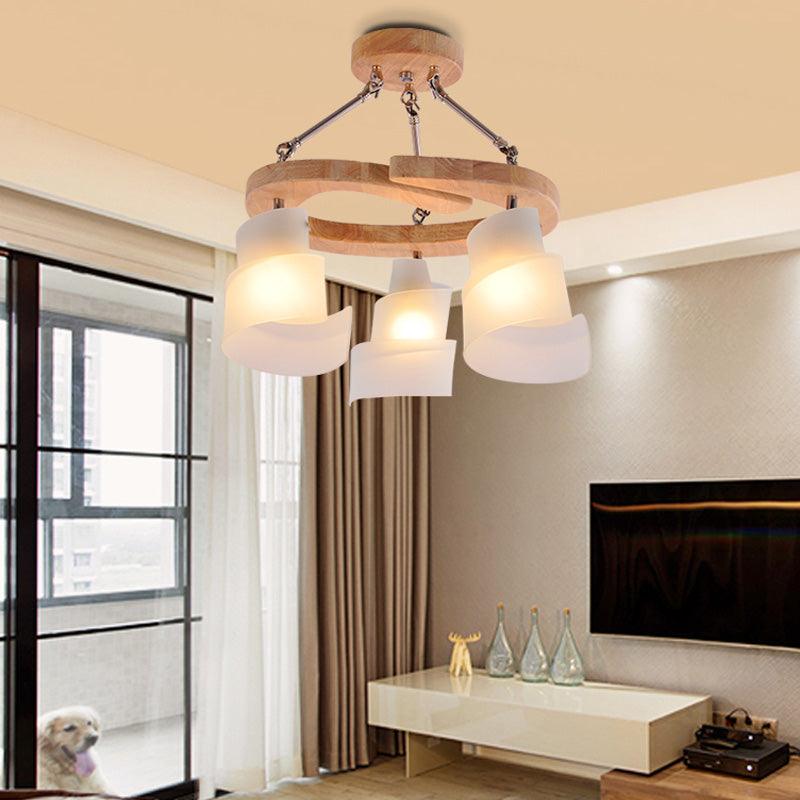 3/5 Bulbs Spiral Chandelier Nordic Frosted Glass Pendant Light - Rebooters