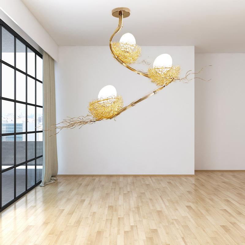 1/2/3 Lights Living Room Chandelier Artistry Golden Light Fixture - Rebooters