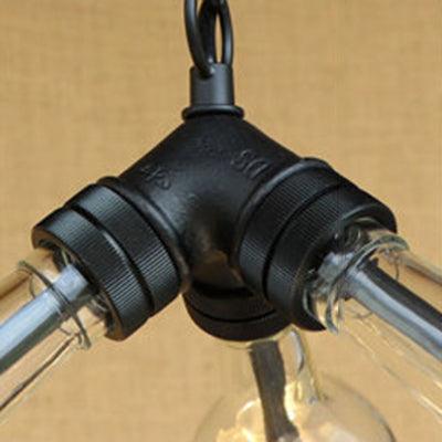 3 Bulbs Bottle Chandelier Lamp Rustic Stylish Blue Clear Glass Pendant Light Fixture for Restaurant - Rebooters