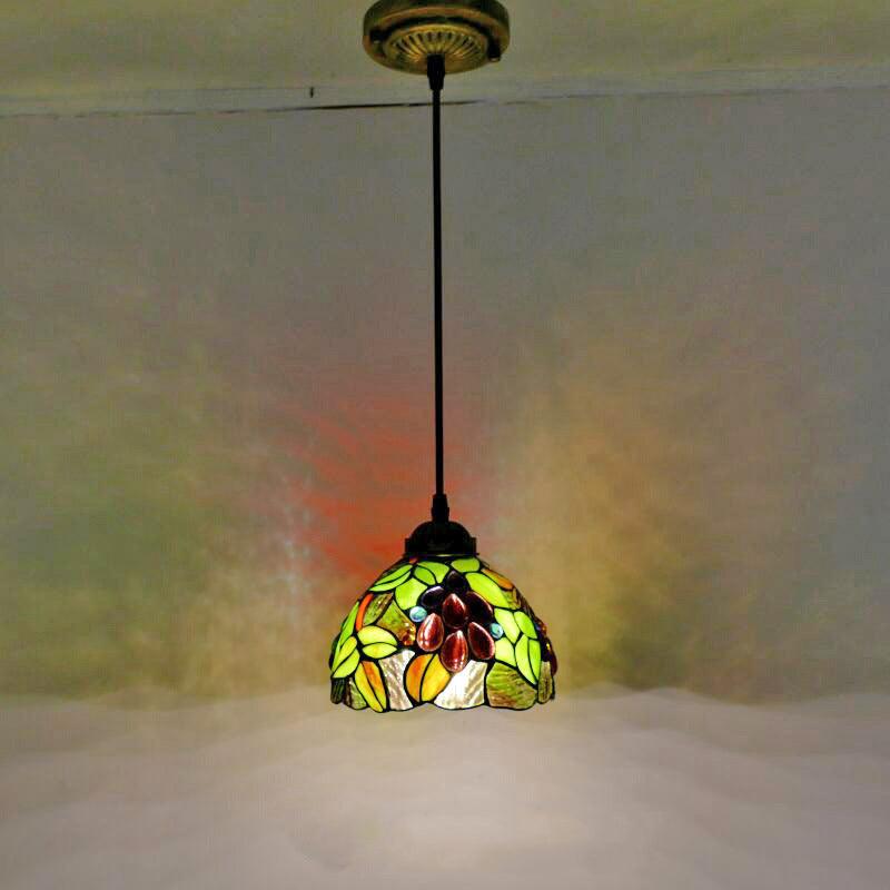 1 Head Suspension Light Decorative Dome Shade Grape Stained Glass Pendant | Rebooters - Rebooters