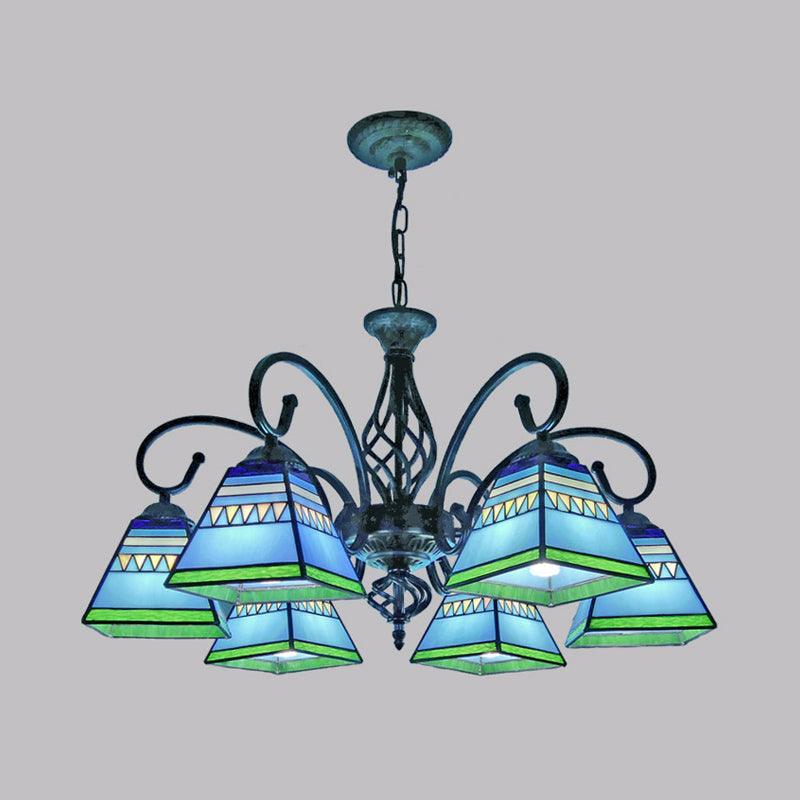 Antique Style Pyramid Ceiling Lighting Stained Art Glass Chandelier - Rebooters