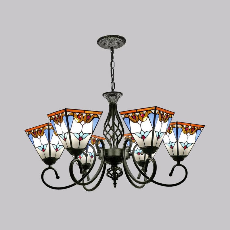 Antique Style Pyramid Ceiling Lighting Stained Art Glass Chandelier - Rebooters