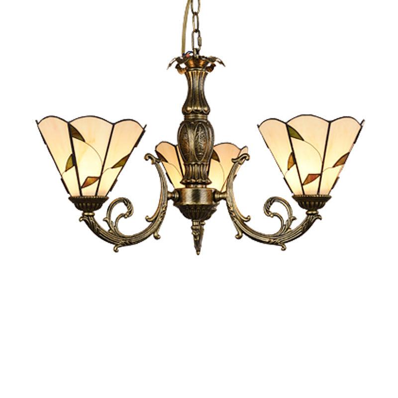 Bell Shade Chandelier Light Classic Hand Cut Glass Beige Pendant - Rebooters