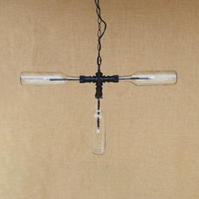 3 Lights Chandelier Lamp Vintage Style Bottle Glass Shade for Bar - Rebooters