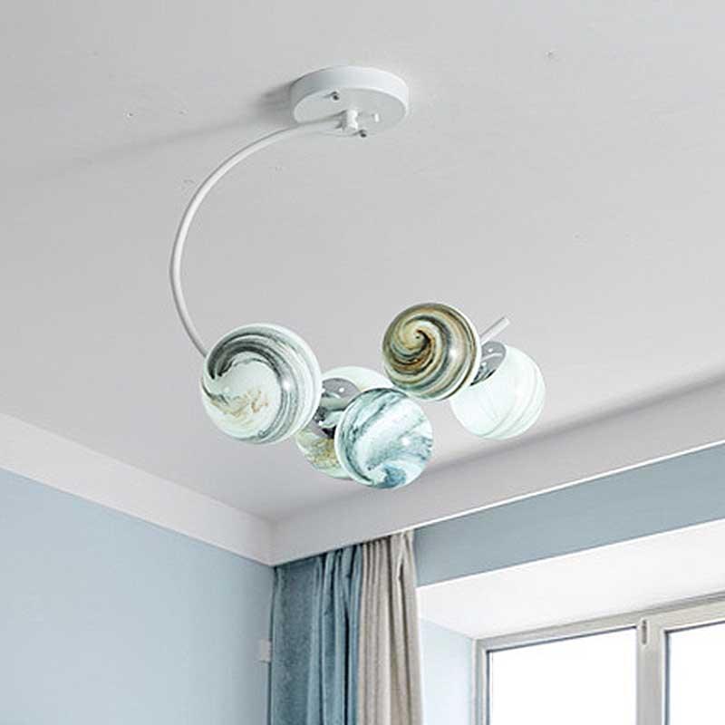Ball Ceiling Lamp Modernism Hand Blown Glass 3/5 Lights - Rebooters