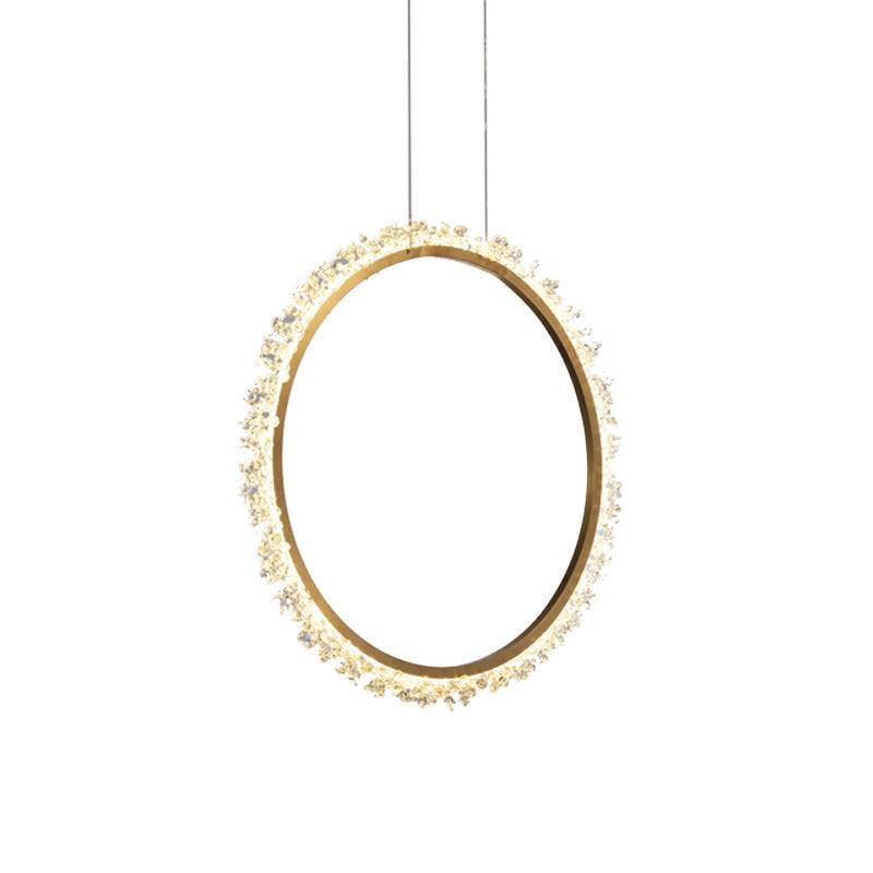 16"/23.5"/31.5" Dia Ring Chandelier Crystal LED Light Fixture - Rebooters
