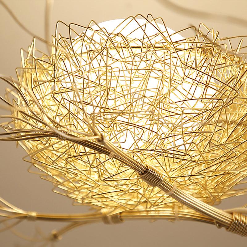 Rustic Bird Egg Shaped Ceiling Chandelier 3 Lights Golden Light - Rebooters