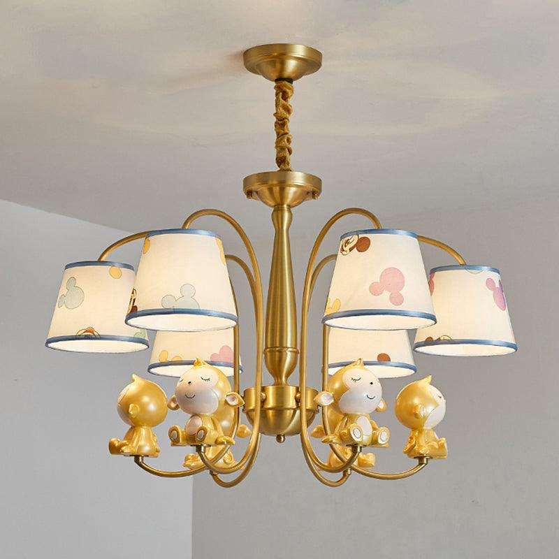 Animal Nursery Ceiling Lighting Resin Childrens Chandelier Light Fixture in Gold - Rebooters