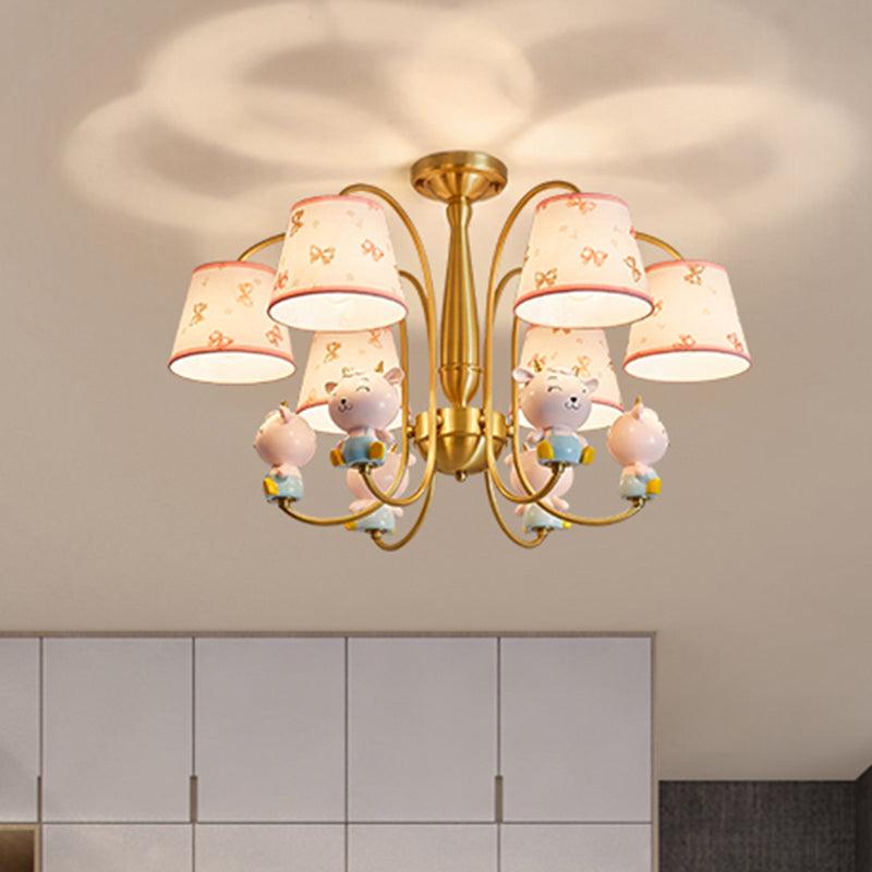 Animal Nursery Ceiling Lighting Resin Childrens Chandelier Light Fixture in Gold - Rebooters