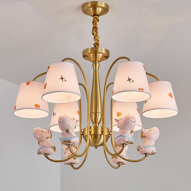 Animal Nursery Ceiling Lighting Resin Childrens Chandelier Light Fixture in Gold - Rebooters