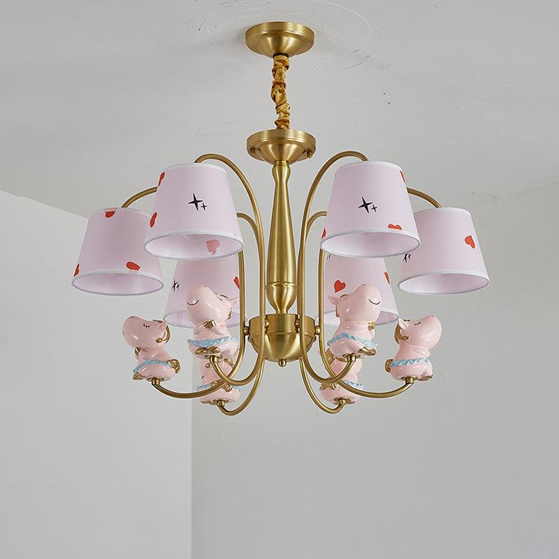 Animal Nursery Ceiling Lighting Resin Childrens Chandelier Light Fixture in Gold - Rebooters
