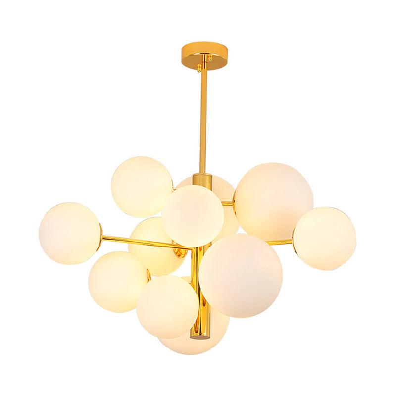 10/13 Bulbs Global Chandelier Lamp Modernism Milk Glass Light Kit in Gold - Rebooters