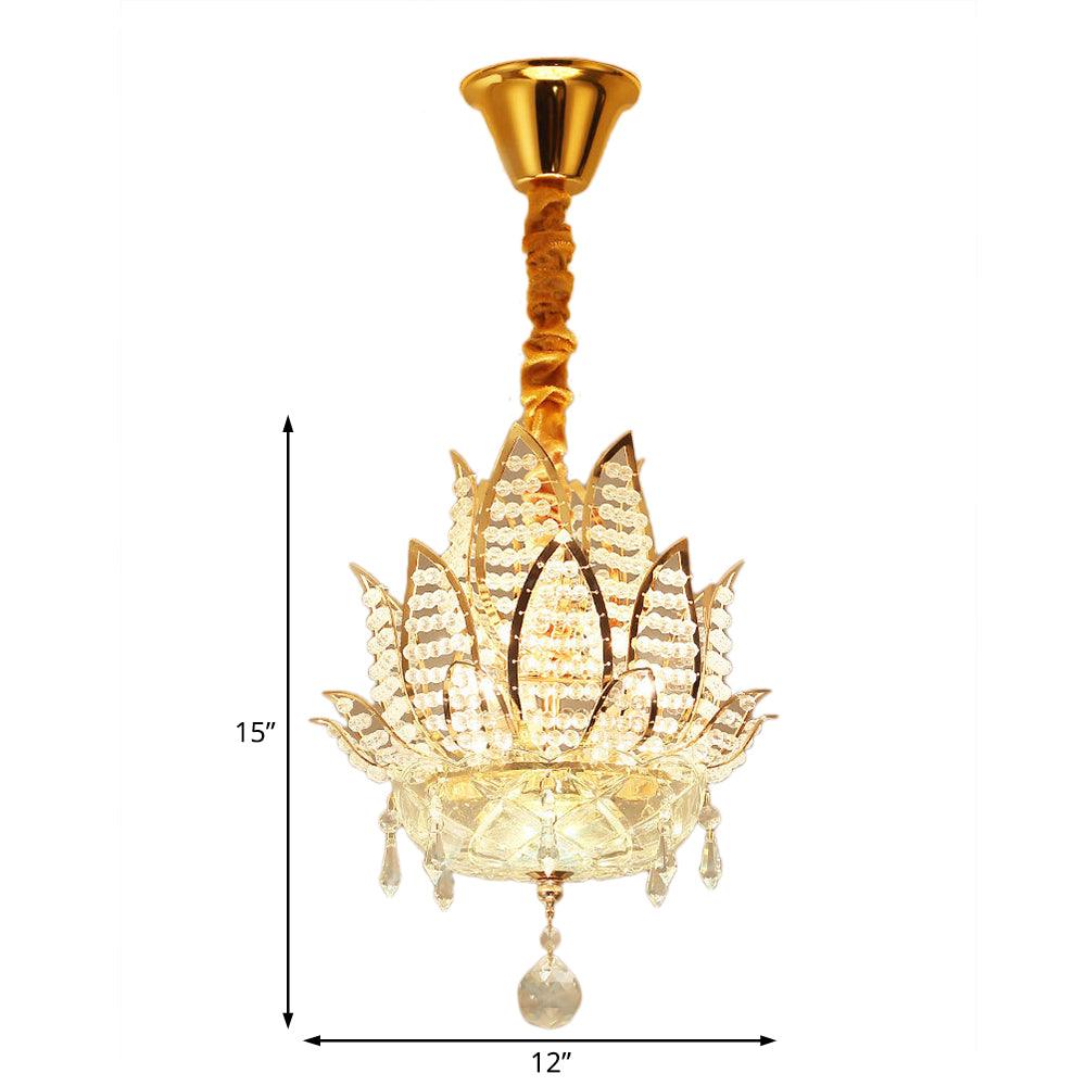 3 Lights Hallway Chandelier Light with Lotus Crystal Shade - Rebooters