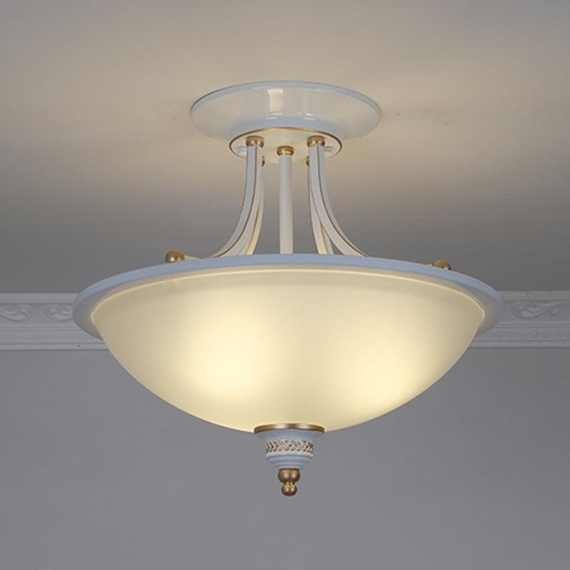 3 Heads Ceiling Lighting Traditional Bowl Frosted Glass Chandelier - Rebooters