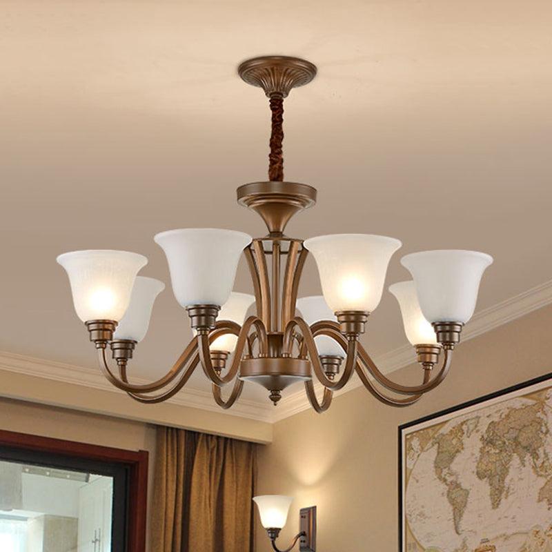 Bell Frosted Glass Chandelier Light Retro Style Pendant Fixture - Rebooters