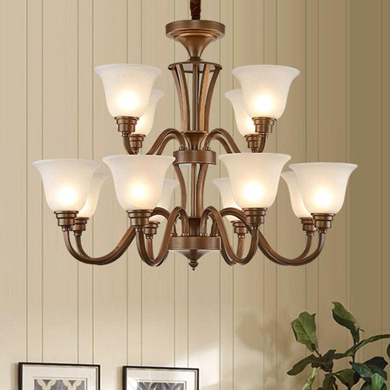 Bell Frosted Glass Chandelier Light Retro Style Pendant Fixture - Rebooters