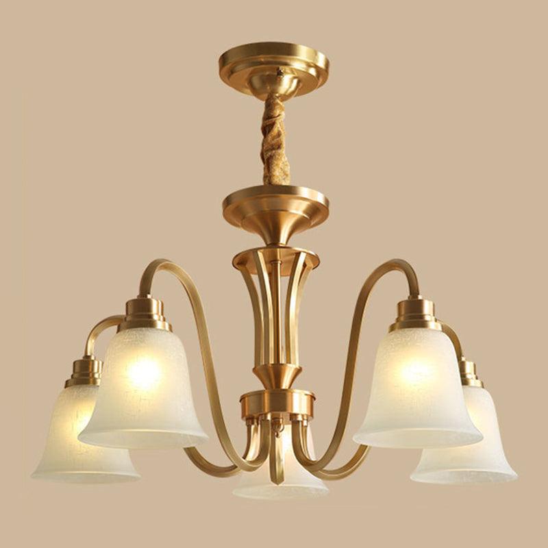 Bell Frosted Glass Chandelier Light Retro Style Pendant Fixture - Rebooters