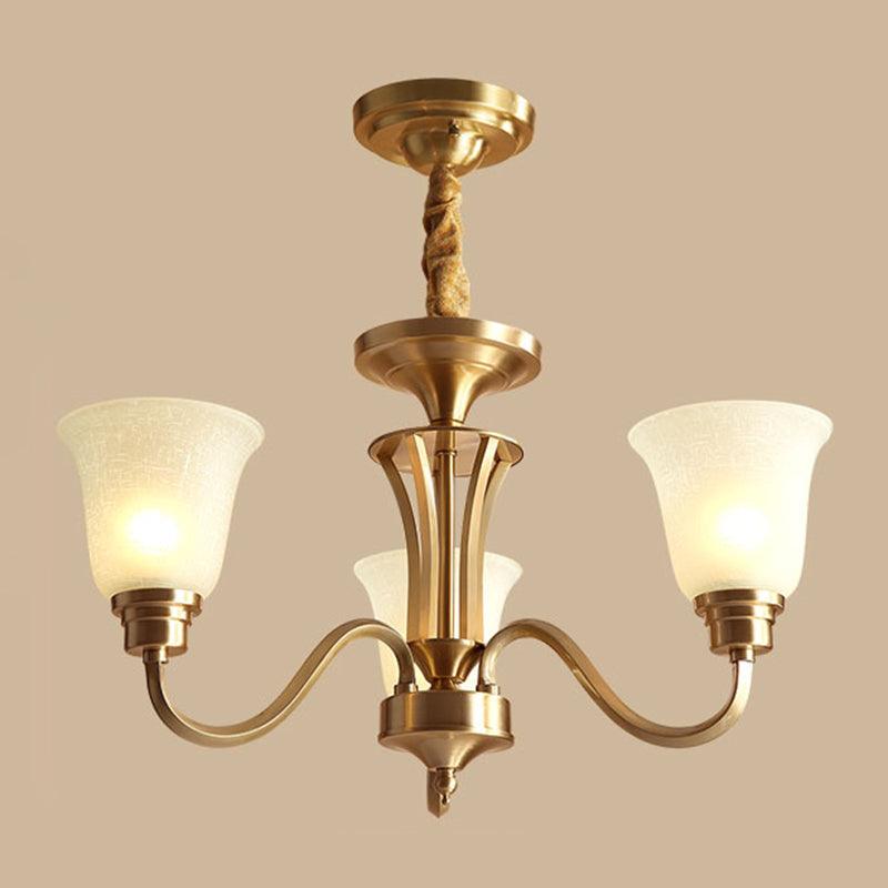Bell Frosted Glass Chandelier Light Retro Style Pendant Fixture - Rebooters