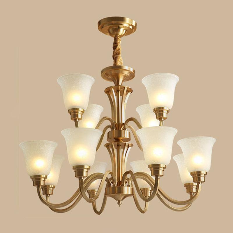 Bell Frosted Glass Chandelier Light Retro Style Pendant Fixture - Rebooters