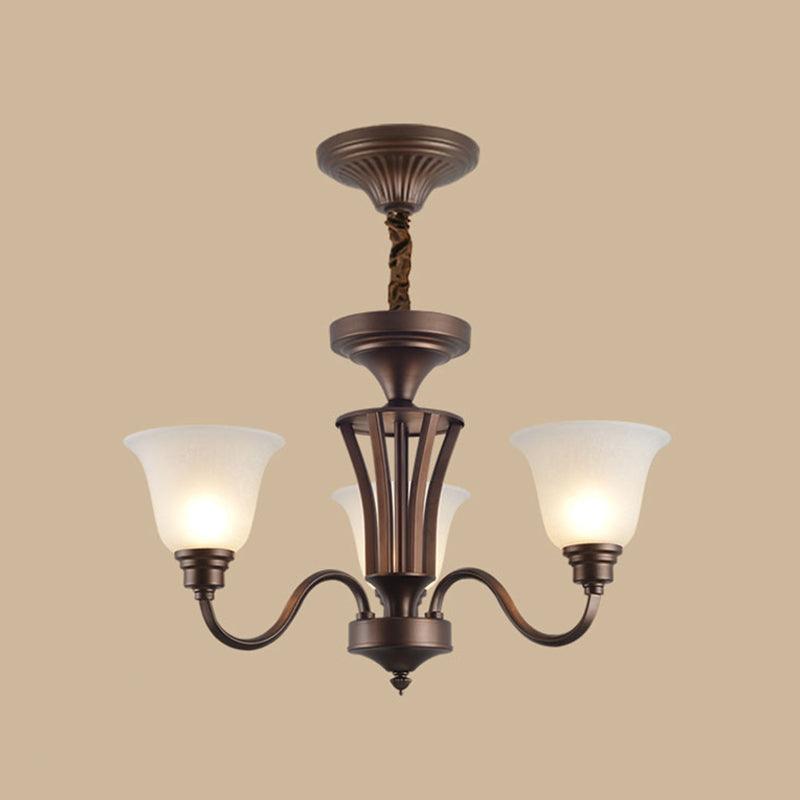 Bell Frosted Glass Chandelier Light Retro Style Pendant Fixture - Rebooters