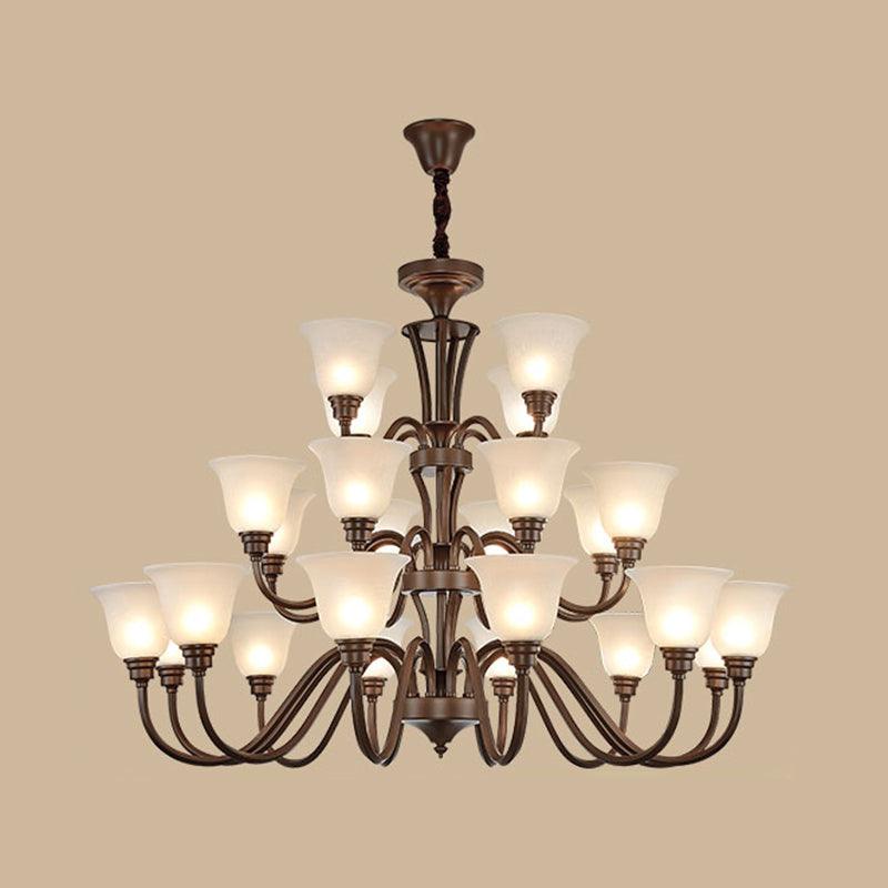 Bell Frosted Glass Chandelier Light Retro Style Pendant Fixture - Rebooters