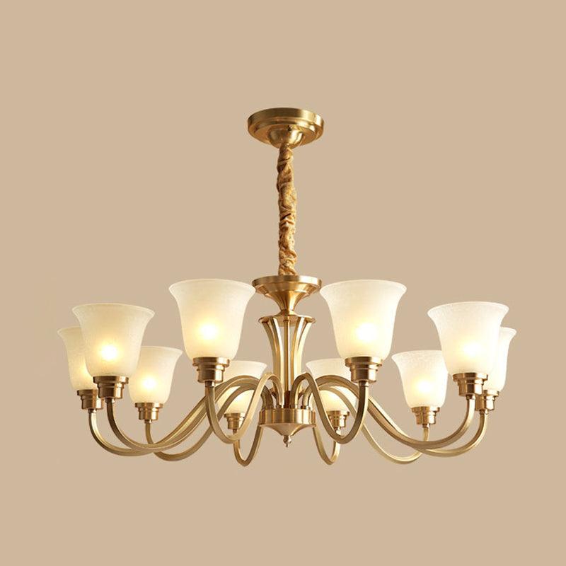 Bell Frosted Glass Chandelier Light Retro Style Pendant Fixture - Rebooters