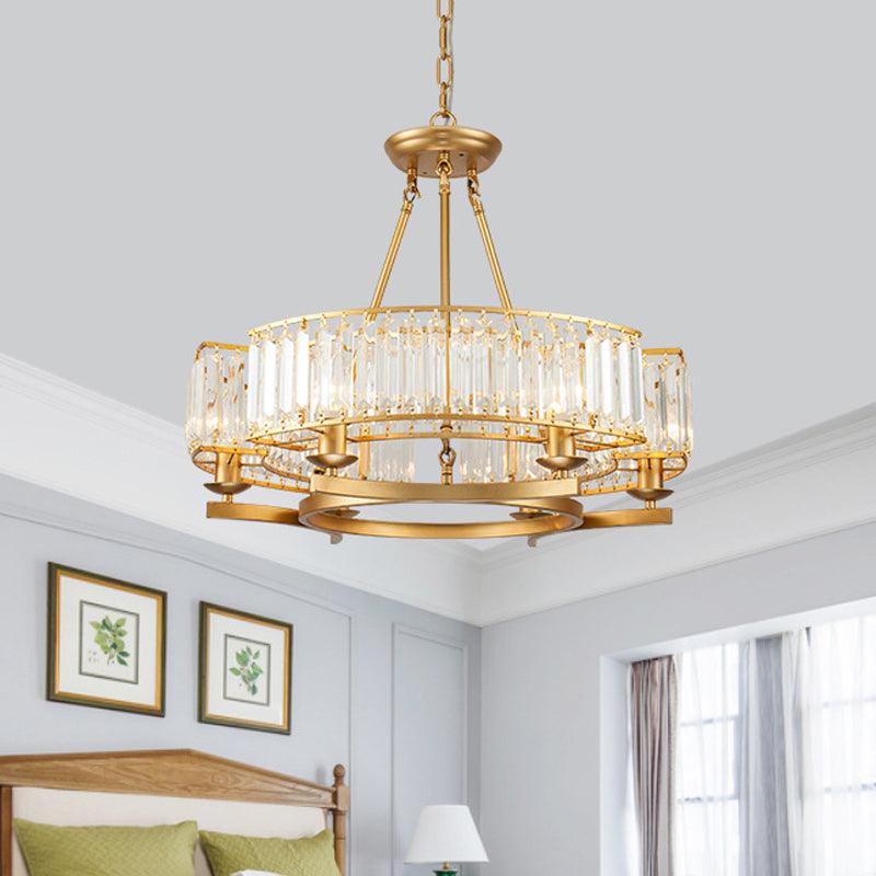 6/8 Bulbs Round Hanging Chandelier Contemporary Crystal Light - Rebooters