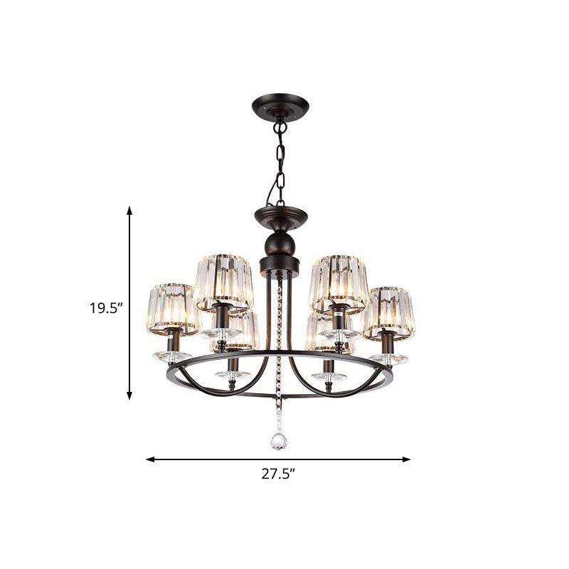 4/6/8 Lights Circle Hanging Chandelier Crystal Light Black - Rebooters