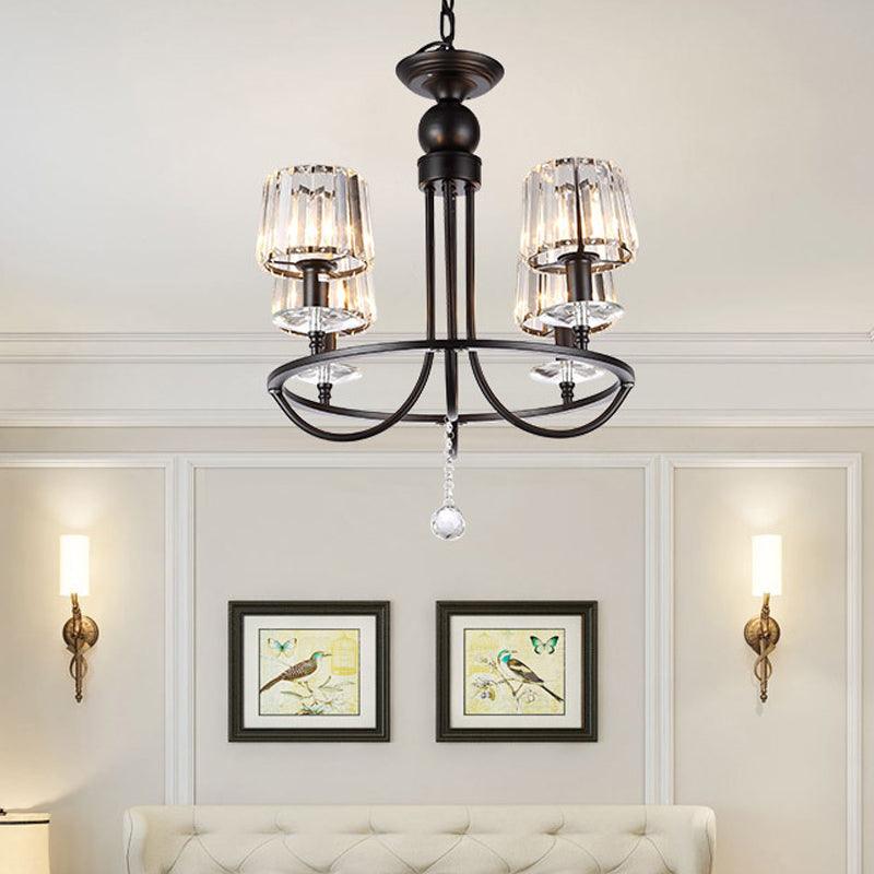 4/6/8 Lights Circle Hanging Chandelier Crystal Light Black - Rebooters