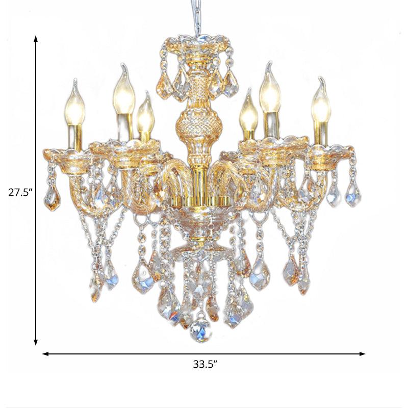 6 Heads Pyramid Pendant Chandelier Mid-Century Crystal Light - Rebooters