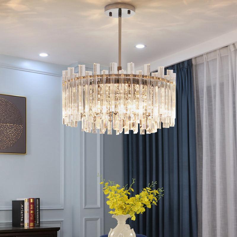 5 Lights Dining Room Chandelier Light Modern Chrome Hanging Light - Rebooters