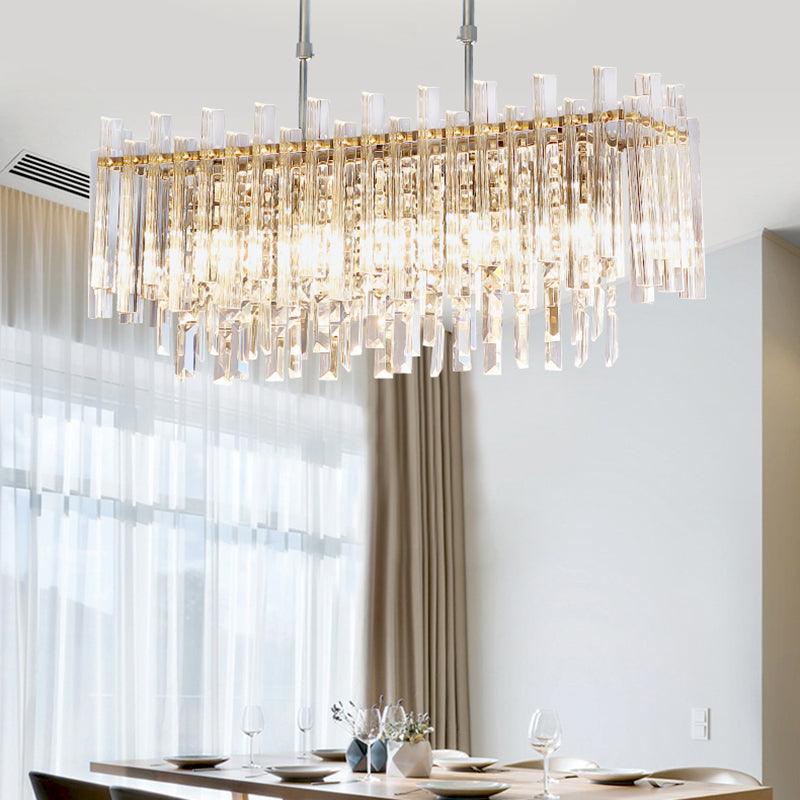 5 Lights Dining Room Chandelier Light Modern Chrome Hanging Light - Rebooters