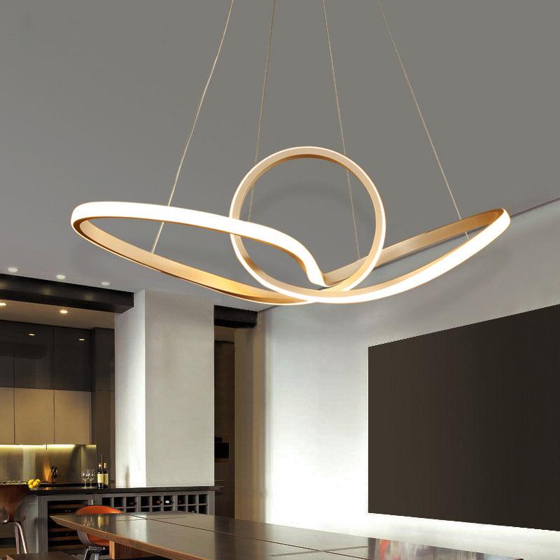 Acrylic Twist LED Suspension Light Nordic Style Gold Chandelier - Rebooters