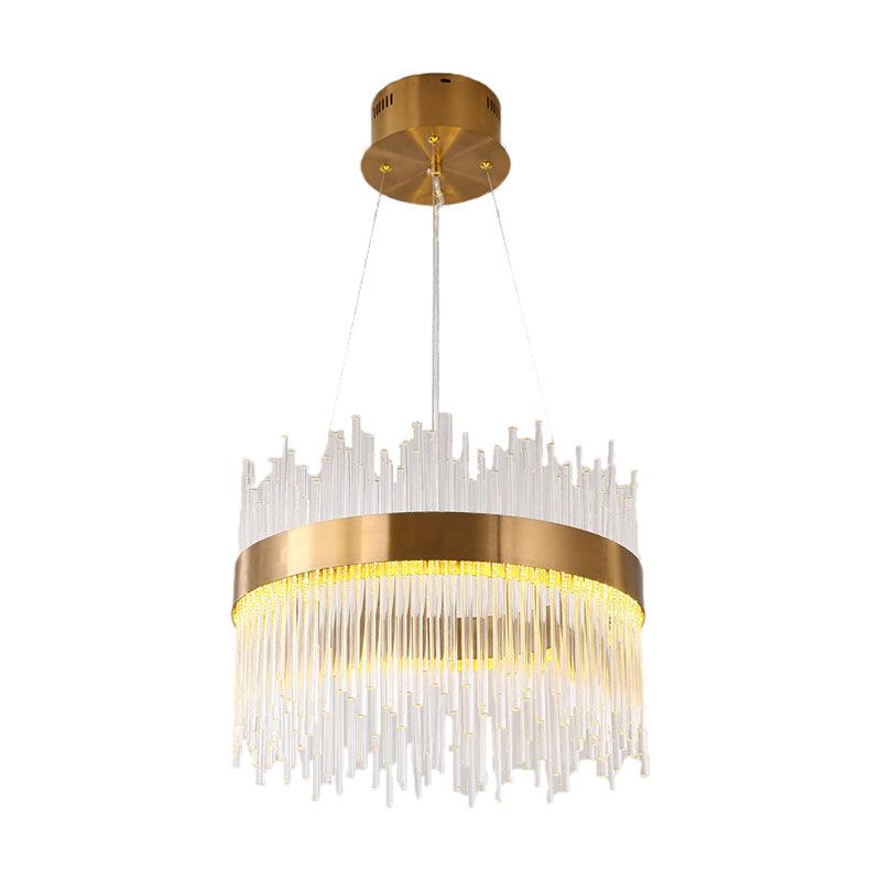 Adjustable Crystal Wavy Icicle Chandelier Lamp Simple 23.5" W LED Gold Ceiling Light Fixture - Rebooters