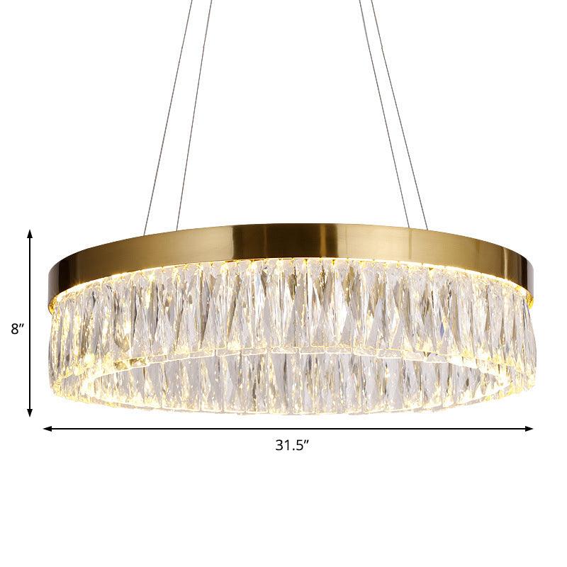 23.5"/31.5" Dia Simple Ring Ribbed Crystal Pendant Chandelier - Rebooters