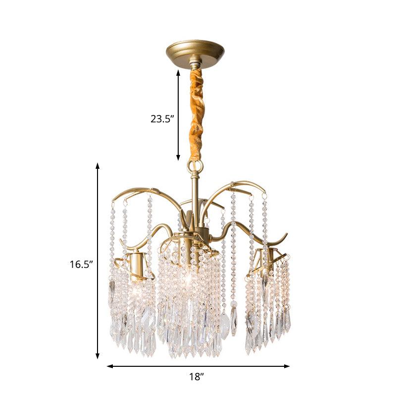 Beaded Crystal Chandelier Contemporary 3/7 Lights Brass Pendant - Rebooters