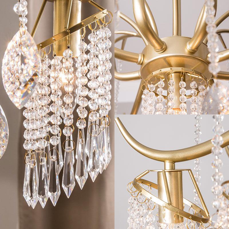 Beaded Crystal Chandelier Contemporary 3/7 Lights Brass Pendant - Rebooters