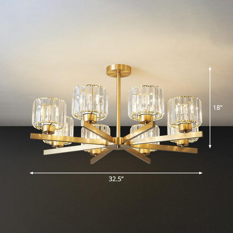 Beveled Crystal Prism Sputnik Suspension Light Modern Golden Chandelier - Rebooters