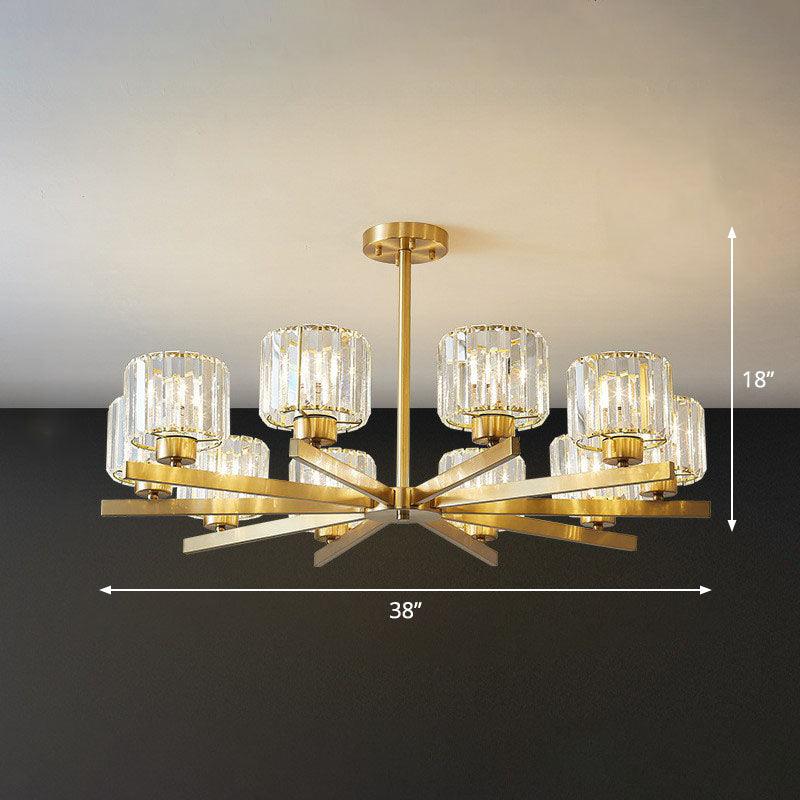 Beveled Crystal Prism Sputnik Suspension Light Modern Golden Chandelier - Rebooters
