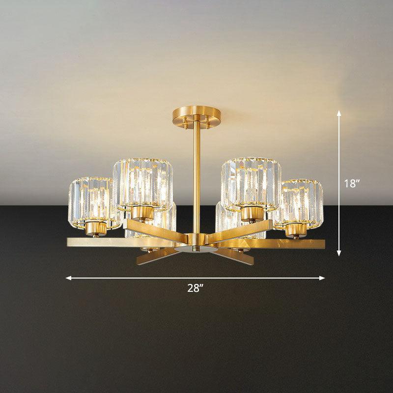 Beveled Crystal Prism Sputnik Suspension Light Modern Golden Chandelier - Rebooters
