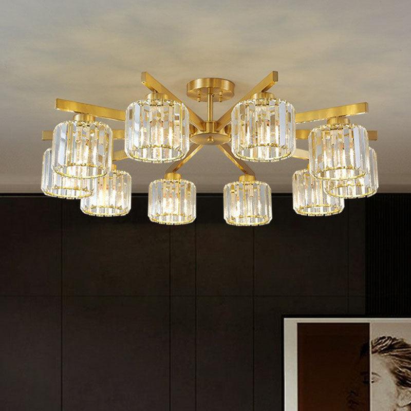 Beveled Crystal Prism Sputnik Suspension Light Modern Golden Chandelier - Rebooters