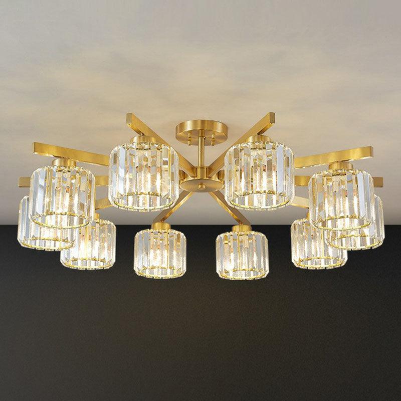 Beveled Crystal Prism Sputnik Suspension Light Modern Golden Chandelier - Rebooters