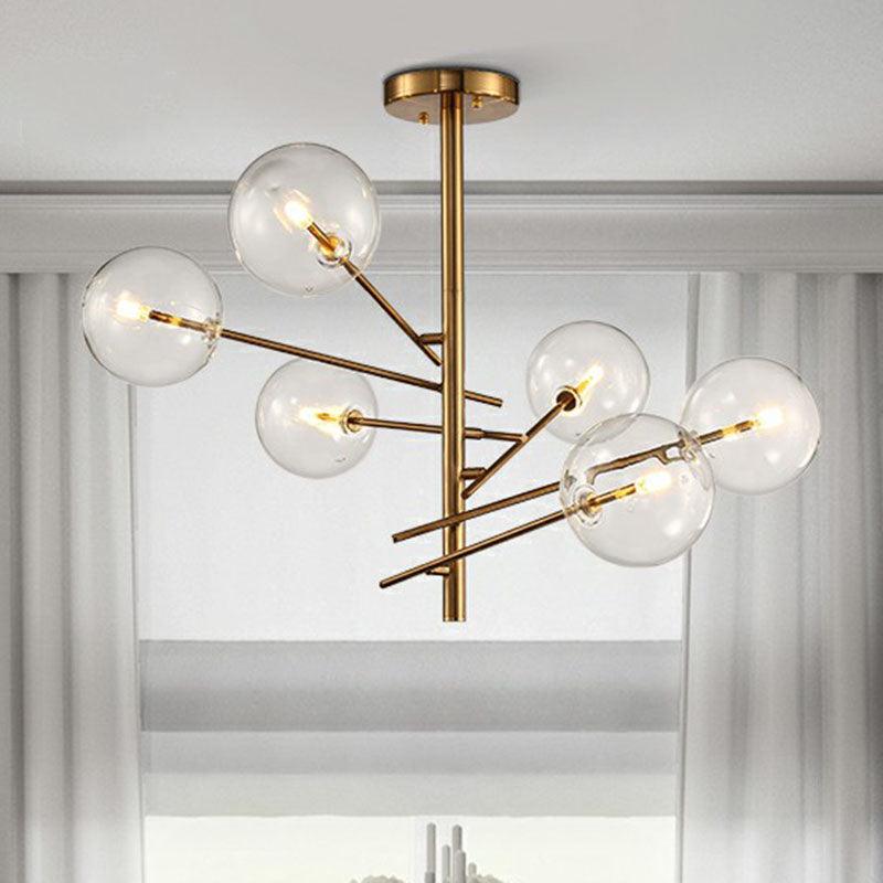 Ball Restaurant Chandelier Clear Glass Postmodern Style Suspension Light in Gold - Rebooters