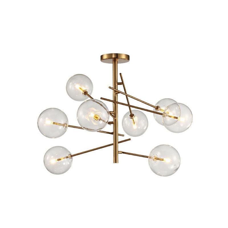 Ball Restaurant Chandelier Clear Glass Postmodern Style Suspension Light in Gold - Rebooters