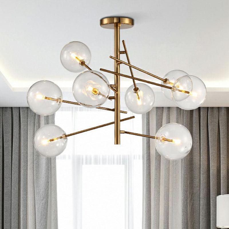Ball Restaurant Chandelier Clear Glass Postmodern Style Suspension Light in Gold - Rebooters