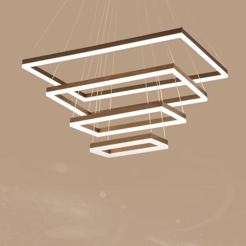 4-Tier Rectangle Acrylic LED Suspension Light Nordic Style Chandelier - Rebooters